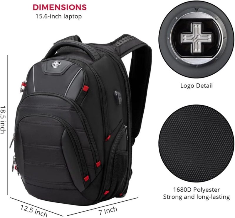 Laptop Backpacks | Design Travel Backpack For Men, Tsa Friendly Usb Charging Rfid Protection Business Backpack Fits 15.6" Laptops Black (Circuit J14-Br) Backpacks Black