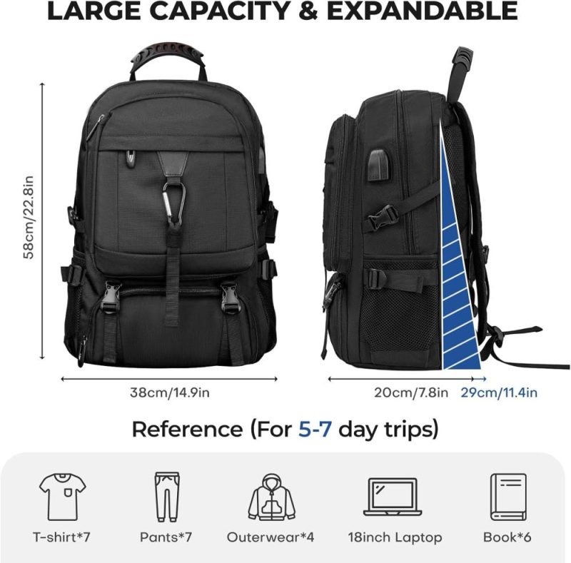 Laptop Backpacks | Extra Large Backpack, Travel Business Laptop Backpack With Usb Charging Port & Shoe Compartment, Sport Gym Bag Fit 18 Inch Laptops For College Business Hiking Camping (Fits Above 5.74 Ft Height) Backpacks Laptop Backpacks