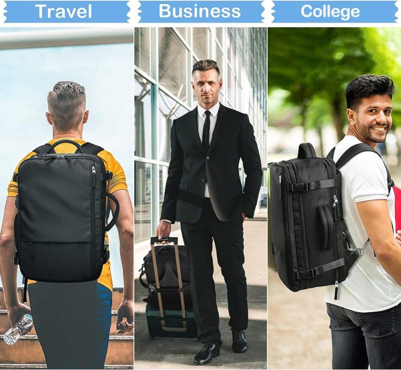 Laptop Backpacks | Extra Large Travel Backpack For Women As Person Item Flight Approved, 40L Carry On Backpack, 17 Inch Laptop Waterproof Backpack, Hiking, Casual Bag Backpack(Black) Backpacks Black