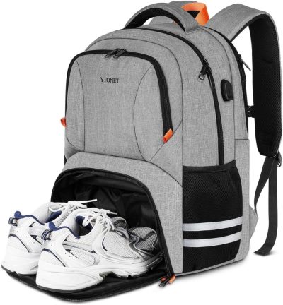 Laptop Backpacks | Gym Backpack For Men Women, Backpack For Men Backpack With Shoe Compartment, Water Resistant Workout College Travel Backpack With Usb Port Fit 15.6 Inch Laptop, Sports, Camping, Hiking, Grey Backpacks Grey