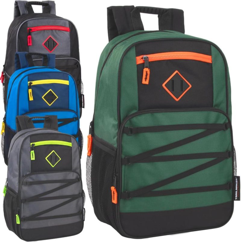 Laptop Backpacks | Laptop Backpack Bulk Wholesale 24 Pc Case Of 19 Inch Bulk Backpacks With Bungee Cord And Padded Straps (Male Color Pack) Backpacks Laptop Backpacks