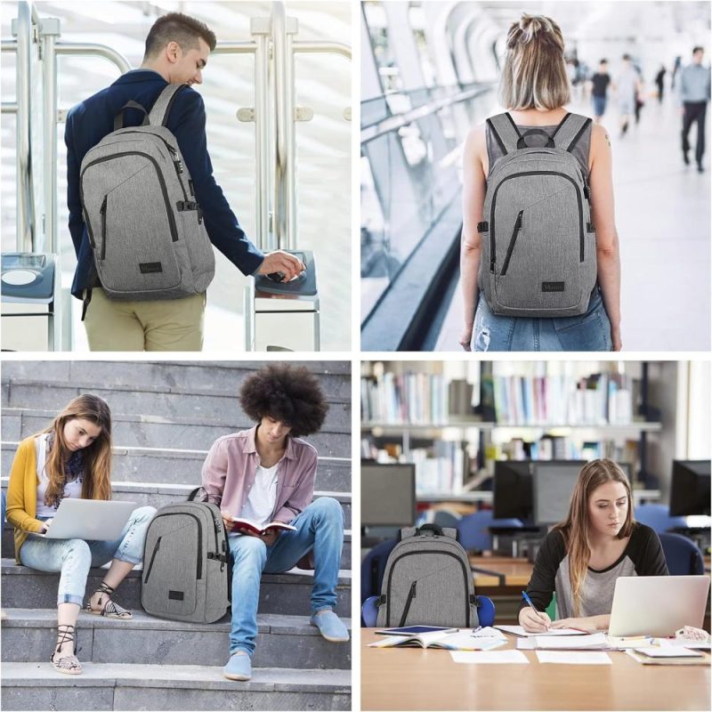 Laptop Backpacks | Laptop Backpack For Travel, Anti-Theft Laptop Backpack For Men Business Backpack Work Daypack With Usb Charging Port, Grey Backpacks Grey