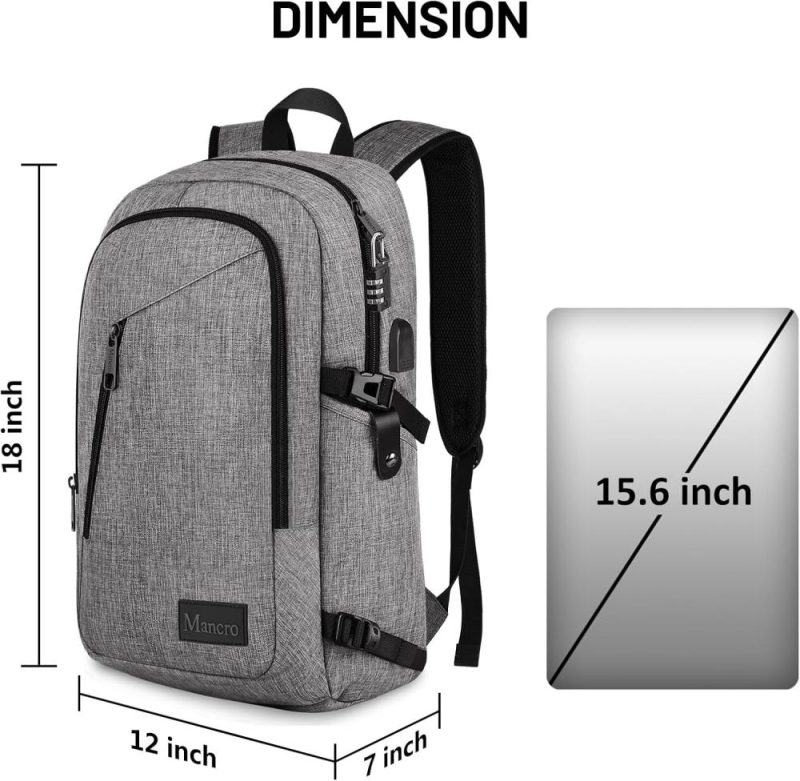 Laptop Backpacks | Laptop Backpack For Travel, Anti-Theft Laptop Backpack For Men Business Backpack Work Daypack With Usb Charging Port, Grey Backpacks Grey