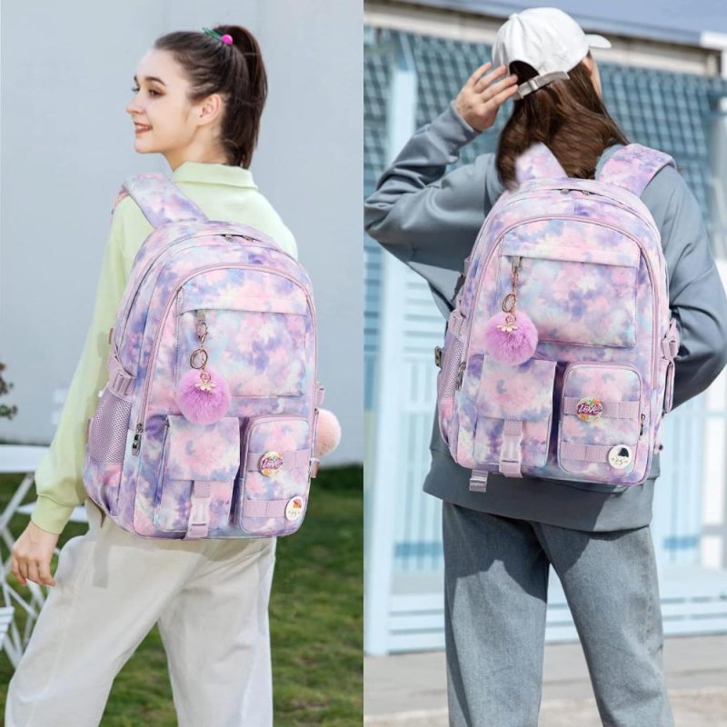 Laptop Backpacks | Laptop Backpacks 16 Inch School Bag College Backpack Anti Theft Travel Daypack Bags Bookbags For Teens Girls Women Students (Tie-Dye Purple) Backpacks Laptop Backpacks