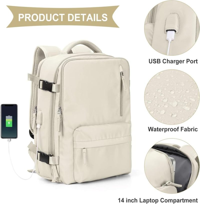 Laptop Backpacks | Large Travel Backpack Carry On Flight Approved Laptop Work Business Backpack For Women Men Mochila De Viaje Backpacks A2-beige