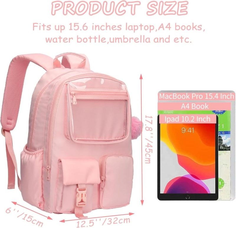 Laptop Backpacks | Ocbabe Display Laptop Backpack 15.6 Inch Teenage Bookbag,Daypack,Ita Bag,Water Resistant Schoolbag College School Backpack Bag For Teen Girls,Women Pink Laptop Backpacks A1-Pink