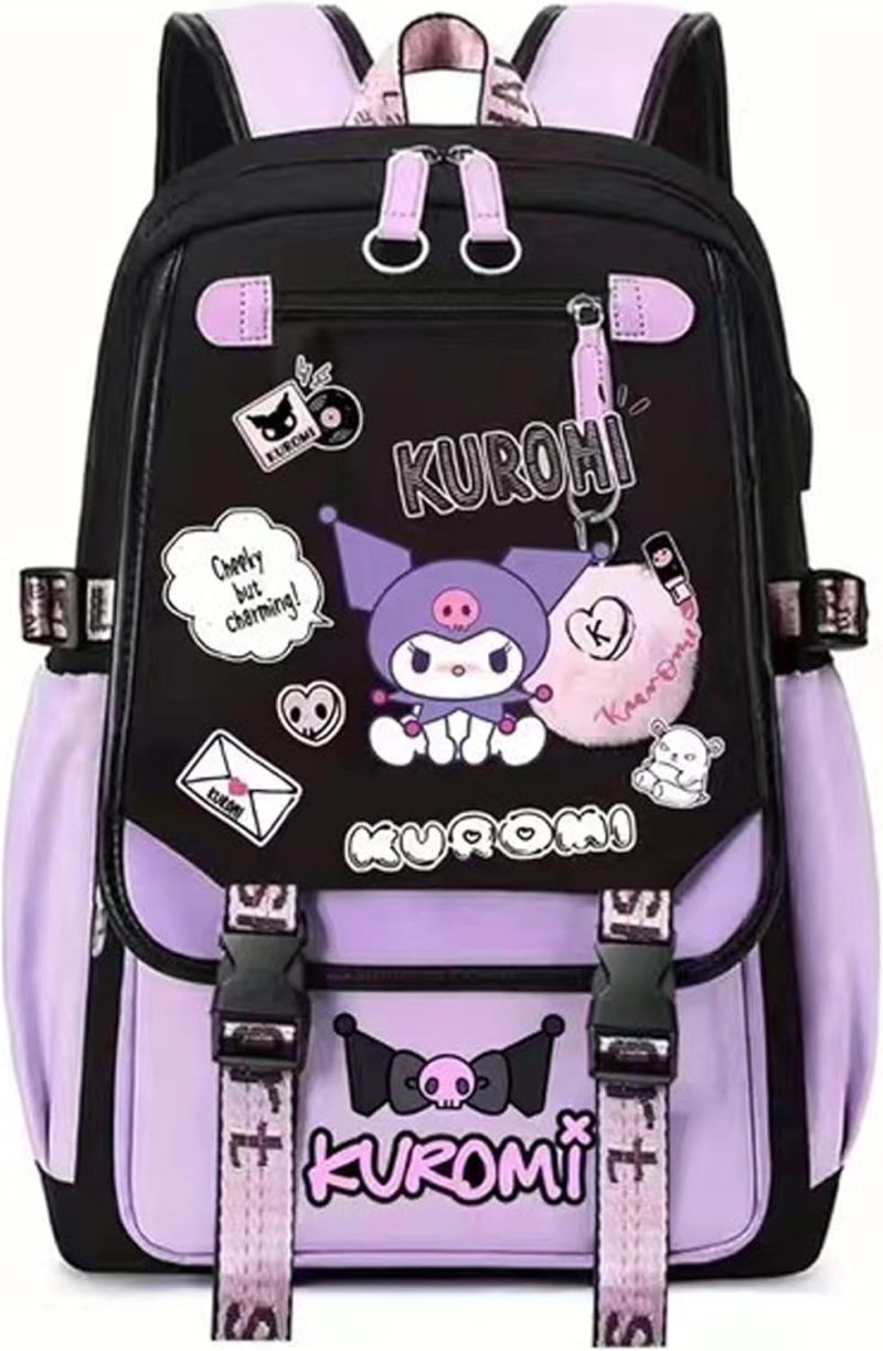 Laptop Backpacks | Roffatide Anime Kuromi Print Business Casual Laptop Shoulders Backpack Travel Hiking Daypacks Rucksack 17 Inch A Backpacks Laptop Backpacks