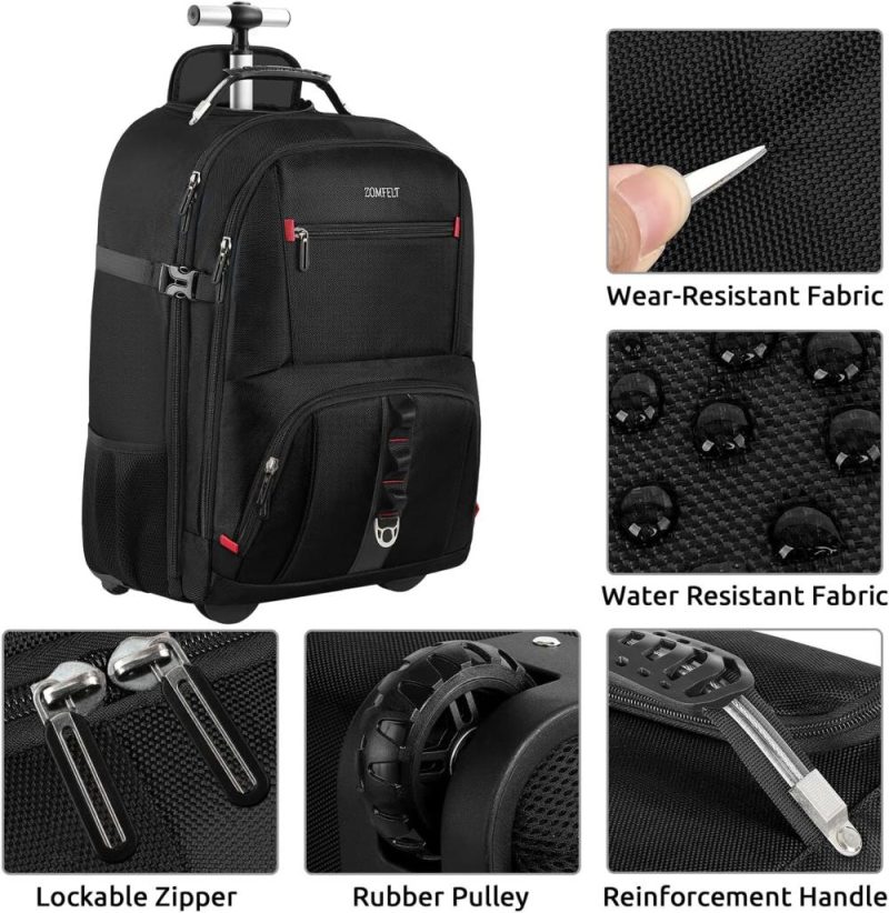 Laptop Backpacks | Rolling Backpack, Travel Backpack With Wheels, Carry On Backpack With 3 Packing Cubes, 17.3 Inch Wheeled Laptop Backpack For Men Women Adults To Travel Work Business Black Backpacks Black