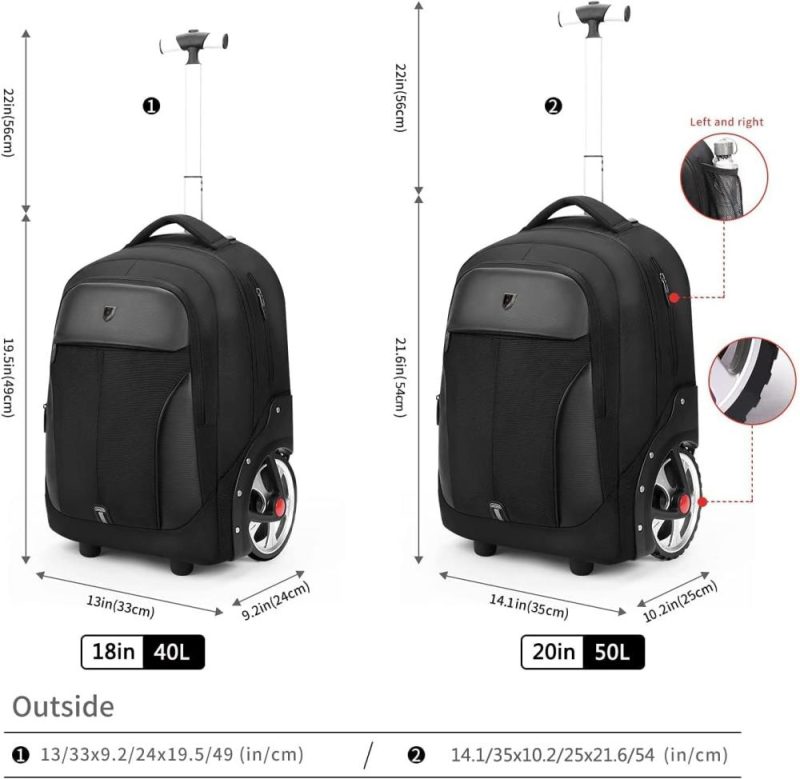 Laptop Backpacks | Rolling ,Waterproof Backpack With Wheels For Business, College Student And Travel Commuter, Carry On Backpack With Laptop Compartment, Fit 17 Inch Laptop, Wheeled Backpack For Adults Backpacks Black