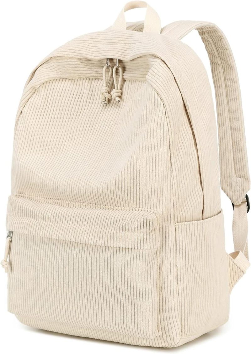 Laptop Backpacks | School Backpack For Teens Large Corduroy Bookbag Lightweight 17 Inch Laptop Bag For Girls Women Casual High School College (Corduroy-Beige) Backpacks Beige