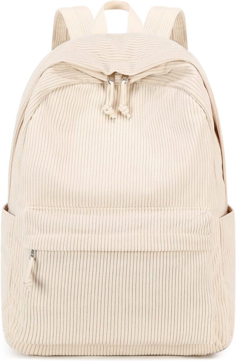 Laptop Backpacks | School Backpack For Teens Large Corduroy Bookbag Lightweight 17 Inch Laptop Bag For Girls Women Casual High School College (Corduroy-Beige) Backpacks Beige