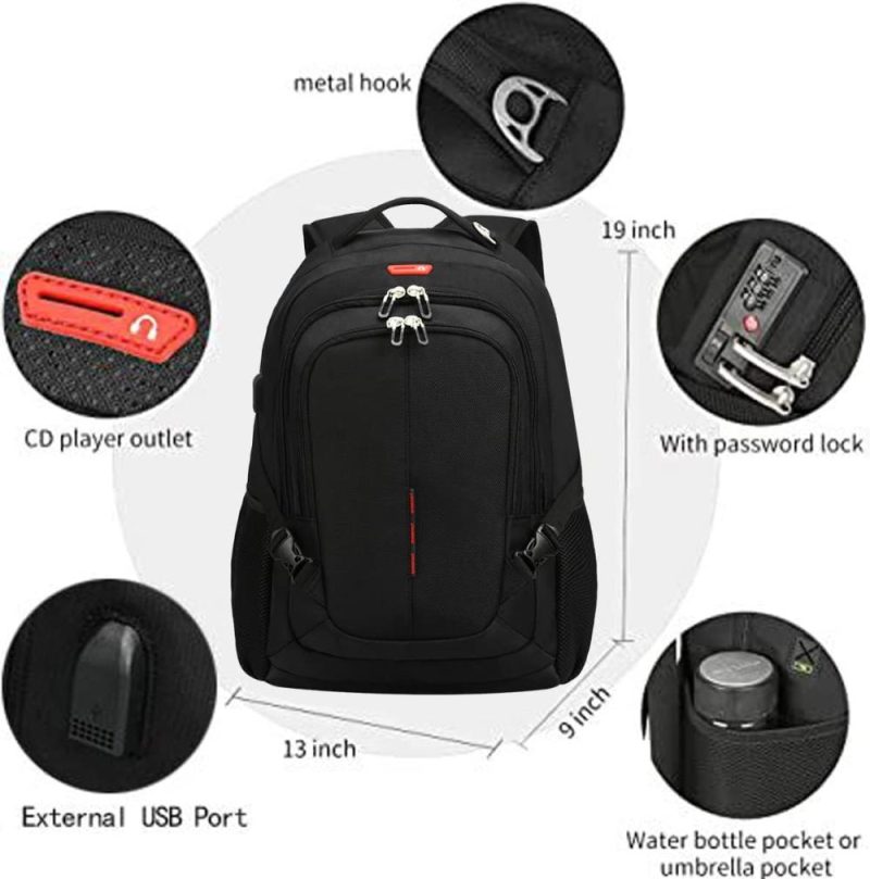 Laptop Backpacks | Sowaovut Travel Laptop Backpack Anti-Theft Bag With Usb Charging Port And Password Lock Fit 16 Inch Laptops For Men Women Backpacks Black