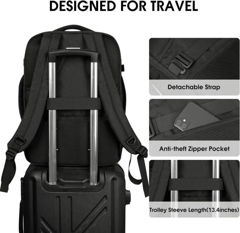 Laptop Backpacks | Travel Backpack For Spirit Airlines Personal Item Bag 18X14X8 With Wet Pocket, 17 Inch Laptop Backpack For Men Women（Black） Backpacks Black