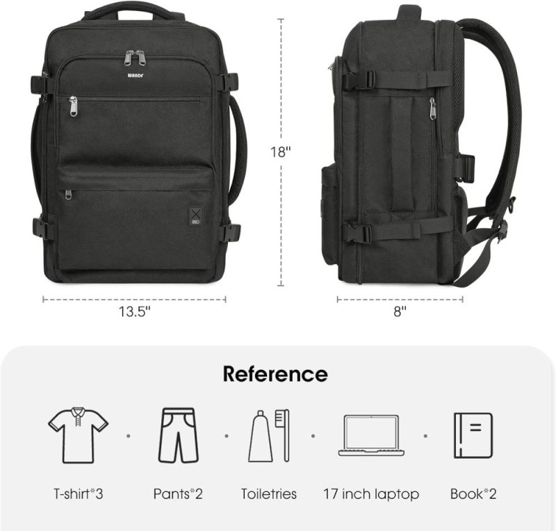 Laptop Backpacks | Travel Backpack For Spirit Airlines Personal Item Bag 18X14X8 With Wet Pocket, 17 Inch Laptop Backpack For Men Women（Black） Backpacks Black