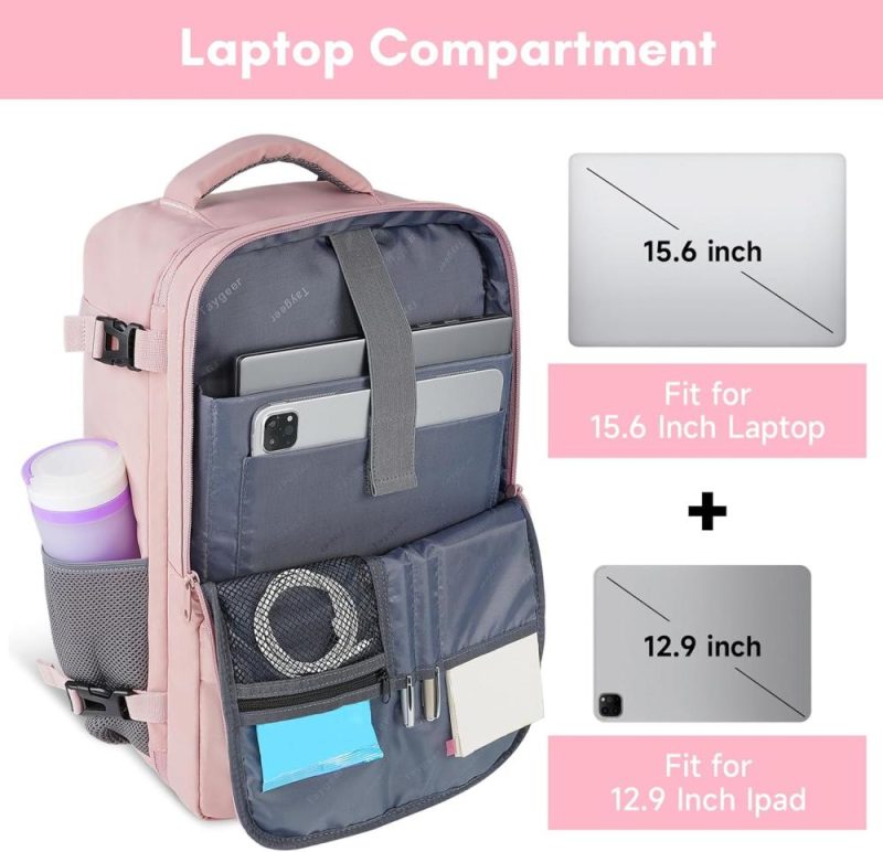 Laptop Backpacks | Travel Backpack For Women, Carry On Backpack With Usb Charging Port & Shoe Pouch, Tsa 15.6Inch Laptop Backpack Flight Approved, Nurse Bag Casual Daypack For Weekender Business Hiking, Pink Backpacks Amourpink