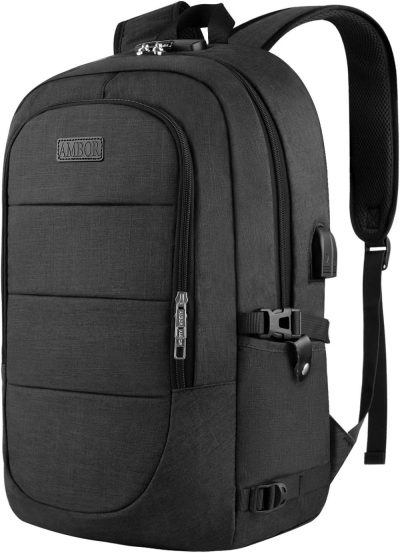 Laptop Backpacks | Travel Laptop Backpack For Men, 17.3 Inch Anti Theft Business Laptop Backpack With Usb Charging Port, Water Resistant Travel Backpack For Men & Women, Work College School Backpack Gift, Black Backpacks Black-1