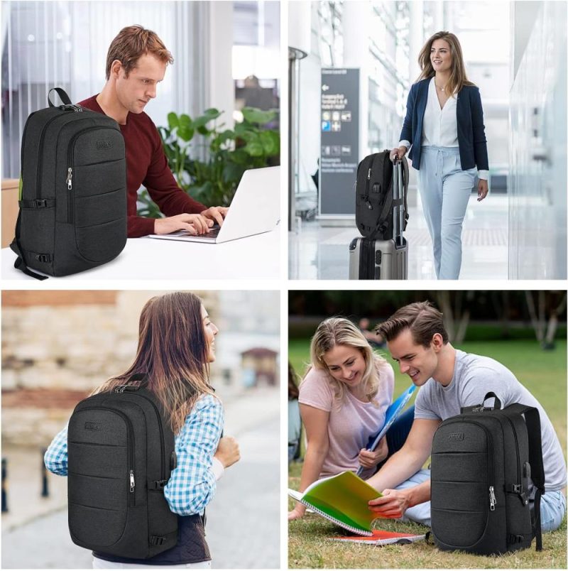 Laptop Backpacks | Travel Laptop Backpack For Men, 17.3 Inch Anti Theft Business Laptop Backpack With Usb Charging Port, Water Resistant Travel Backpack For Men & Women, Work College School Backpack Gift, Black Backpacks Black-1