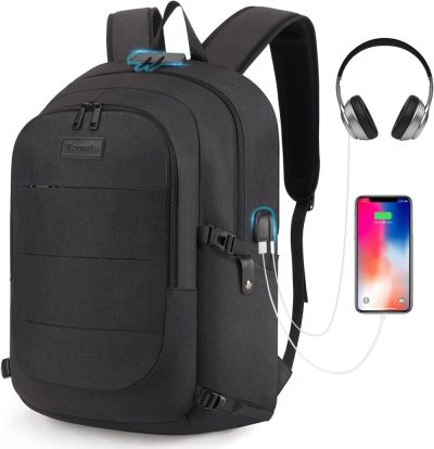 Laptop Backpacks | Travel Laptop Backpack Water Resistant Anti-Theft Bag With Usb Charging Port And Lock 15.6 Inch Computer Business Backpacks For Women Men Work College Gift,Casual Daypack Backpacks A-black