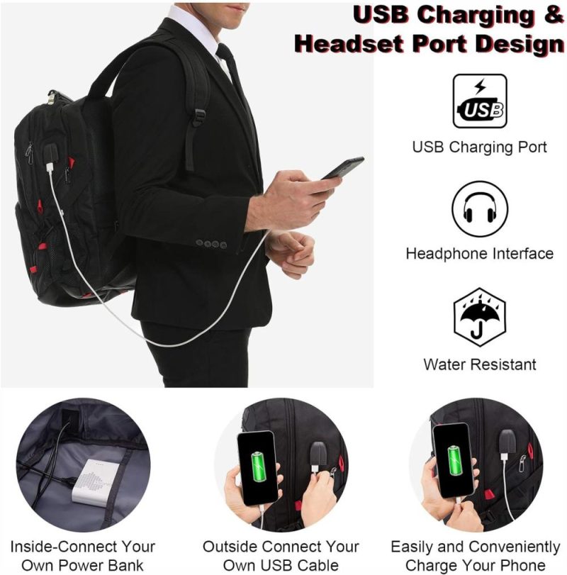 Laptop Backpacks | Travel Laptop Backpack Waterproof Anti Theft Backpack With Lock And Usb Charging Port Large 17-17.3 Inch Computer Business Backpack For Men Women Black Backpacks Black