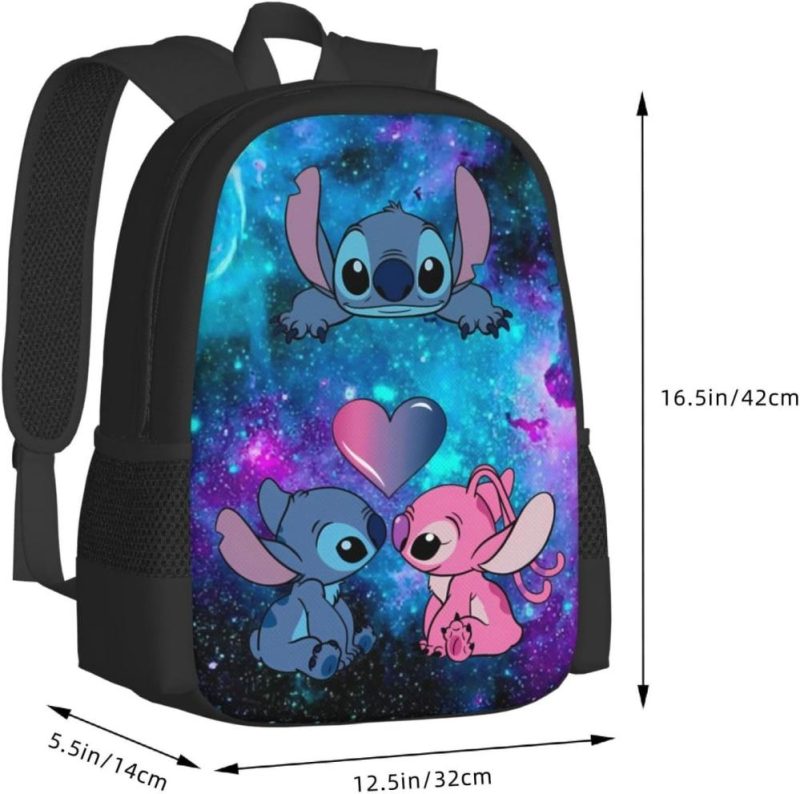 Laptop Backpacks | Xoupda Stitch And Angel Backpack Cute School Backpack Cartoon Back Pack School Book Bag Lightweight Schoolbag With Lunch Bag Box And Pencil Case For Boys Girls Gifts Backpacks Laptop Backpacks