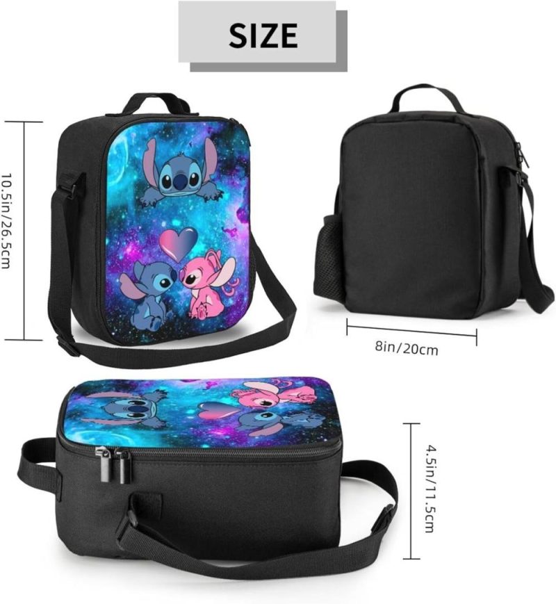 Laptop Backpacks | Xoupda Stitch And Angel Backpack Cute School Backpack Cartoon Back Pack School Book Bag Lightweight Schoolbag With Lunch Bag Box And Pencil Case For Boys Girls Gifts Backpacks Laptop Backpacks