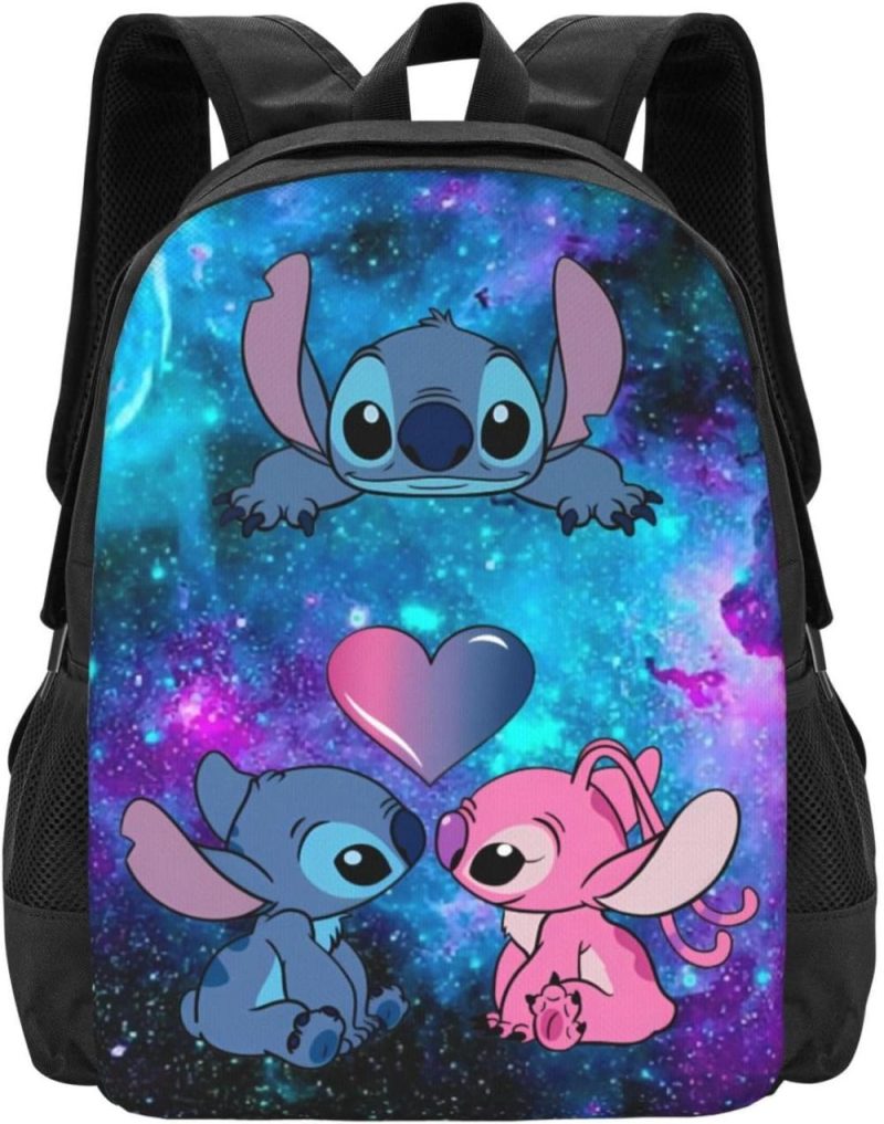 Laptop Backpacks | Xoupda Stitch And Angel Backpack Cute School Backpack Cartoon Back Pack School Book Bag Lightweight Schoolbag With Lunch Bag Box And Pencil Case For Boys Girls Gifts Backpacks Laptop Backpacks