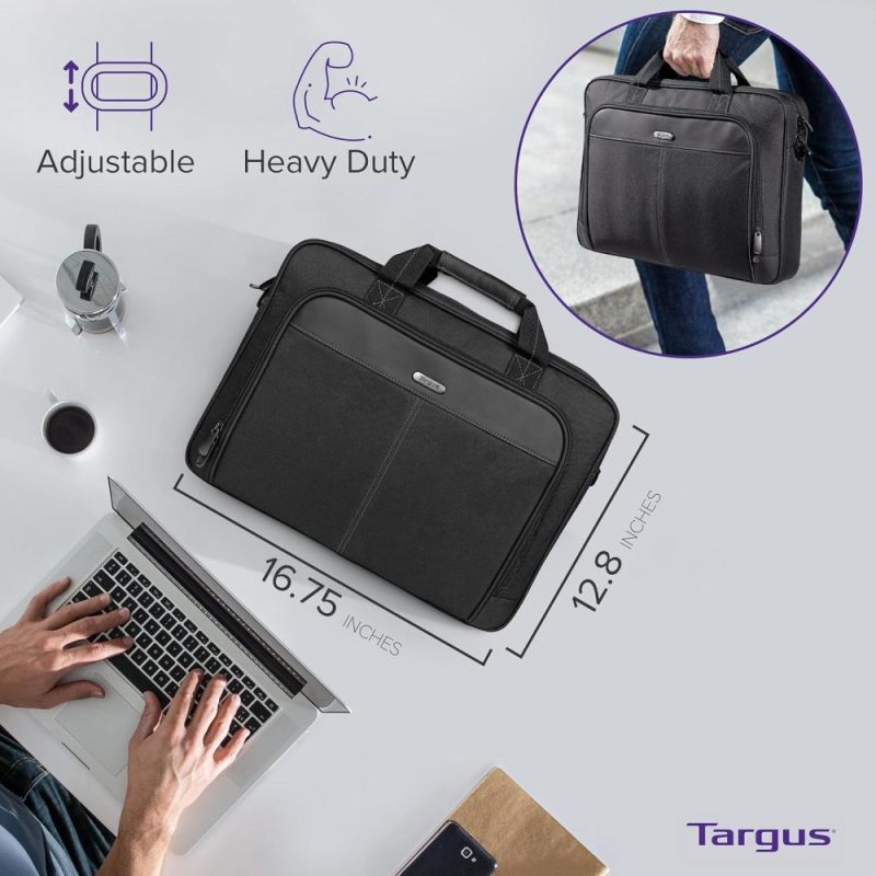 Laptop Briefcases | 15-16 Inch Classic Slim Ergonomic Briefcase And Messenger Bag For 16" Laptops And Under (Tct027Us) Laptop Bags Black