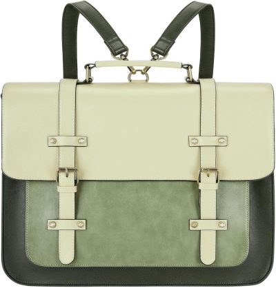 Laptop Briefcases | Laptop Bag For Women Vegan Leather Messenger Bag Fashion Briefcase Backpack 15.6 Inch Computer Satchel Bag Laptop Bags Green