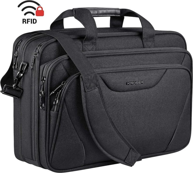 Laptop Briefcases | Laptop Bag Premium Computer Briefcase Fits Up To 17.3 Inch Laptop Expandable Water-Repellent Shoulder Messenger Bag For Travel/Business/Men/Women-Black Laptop Bags Laptop Briefcases