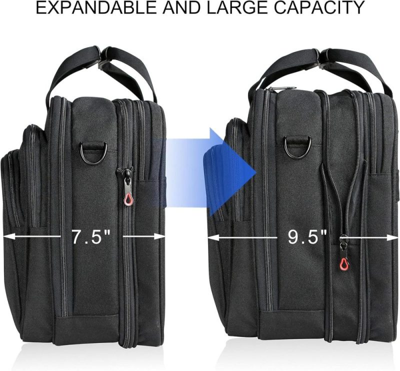 Laptop Briefcases | Laptop Bag Premium Computer Briefcase Fits Up To 17.3 Inch Laptop Expandable Water-Repellent Shoulder Messenger Bag For Travel/Business/Men/Women-Black Laptop Bags Laptop Briefcases