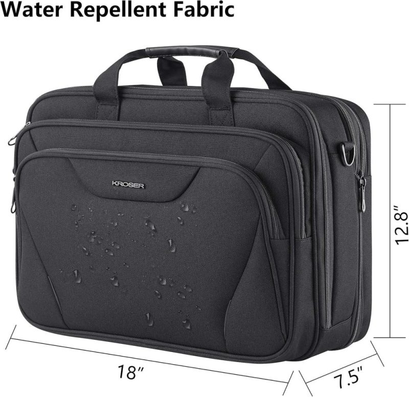 Laptop Briefcases | Laptop Bag Premium Computer Briefcase Fits Up To 17.3 Inch Laptop Expandable Water-Repellent Shoulder Messenger Bag For Travel/Business/Men/Women-Black Laptop Bags Laptop Briefcases