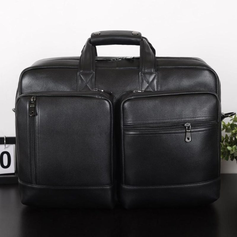 Laptop Briefcases | Leather Briefcase For Men Expandable Large 17 Inch Laptop Crossbody Shoulder Bag Business Travel Duffel Attache Case Laptop Bags Black