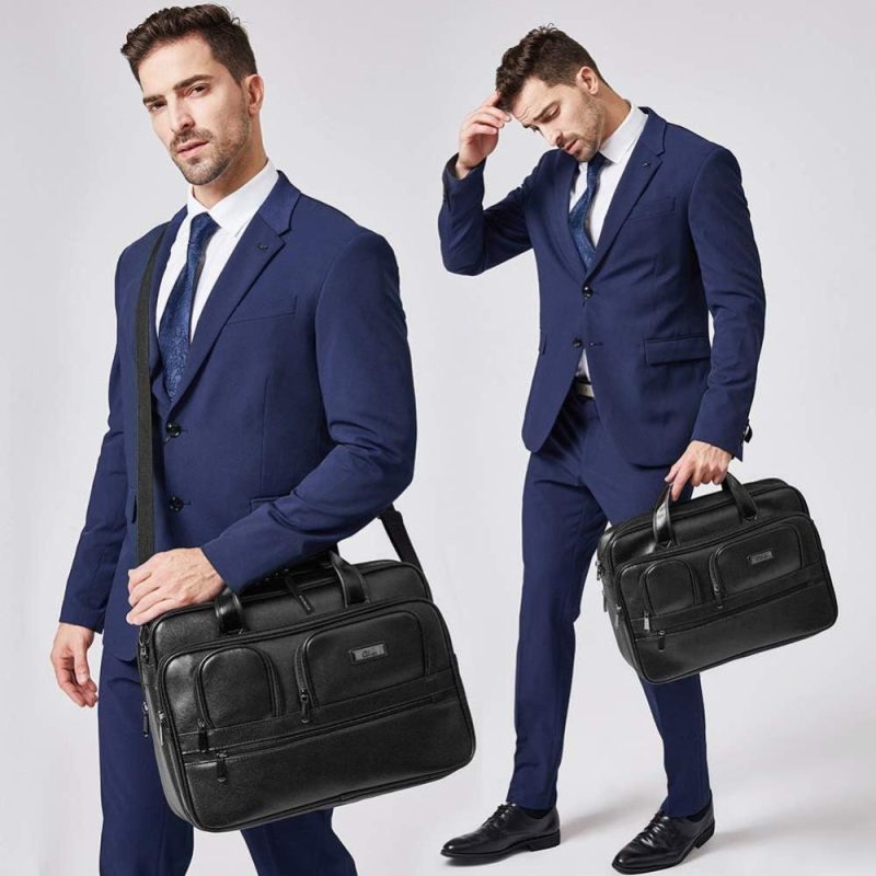 Laptop Briefcases | Leather Briefcase For Men Large Capacity 15.6 Inch Laptop Business Travel Shoulder Bag Laptop Bags Laptop Briefcases