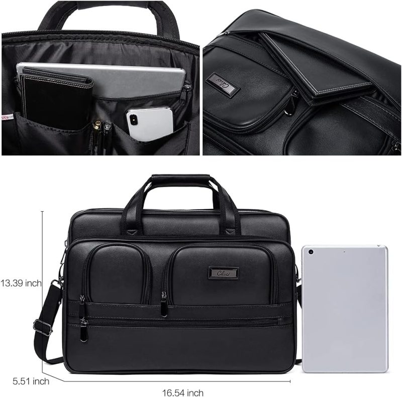 Laptop Briefcases | Leather Briefcase For Men Large Capacity 15.6 Inch Laptop Business Travel Shoulder Bag Laptop Bags Laptop Briefcases