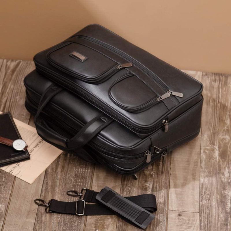 Laptop Briefcases | Leather Briefcase For Men Large Capacity 15.6 Inch Laptop Business Travel Shoulder Bag Laptop Bags Laptop Briefcases