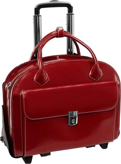 Laptop Briefcases | Mcklein W Series Laptop Rolling Briefcase, Red Leather (94366) Laptop Bags Laptop Briefcases