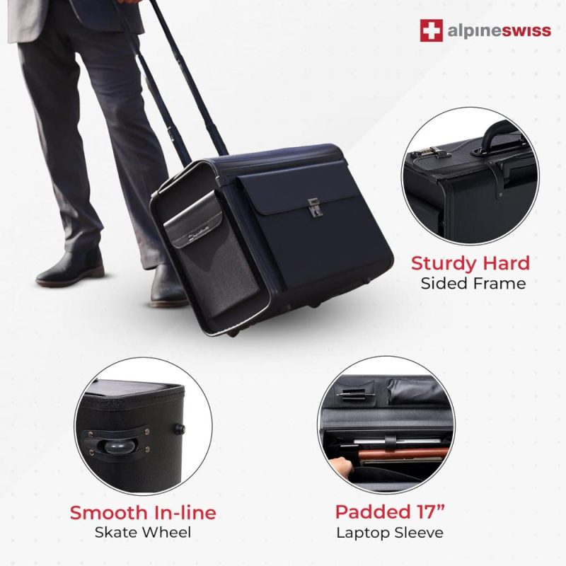 Laptop Briefcases | Rolling 17" Laptop Briefcase On Wheels Attache Lawyers Case Legal Size Laptop Bags Laptop Briefcases