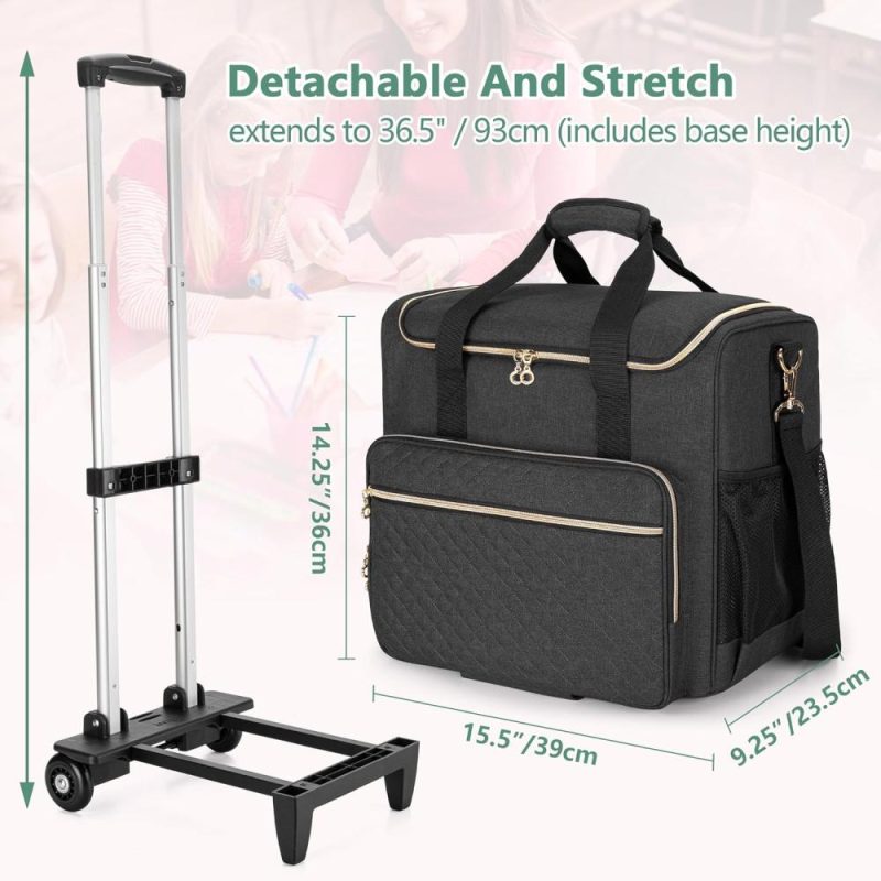 Laptop Briefcases | Rolling Teacher Bag With Laptop Compartment And Detachable Dolly, Multifunctional Rolling Teacher Tote Bag (Patent Pending), Black Laptop Bags Black