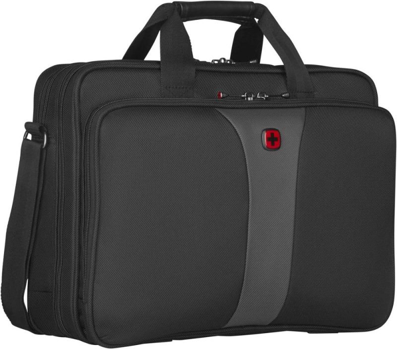 Laptop Messenger & Shoulder Bags | Wenger Wa-7652-14F00 Legacy 16" Double Gusset Laptop Case, Black/Gray Laptop Bags Laptop Messenger & Shoulder Bags