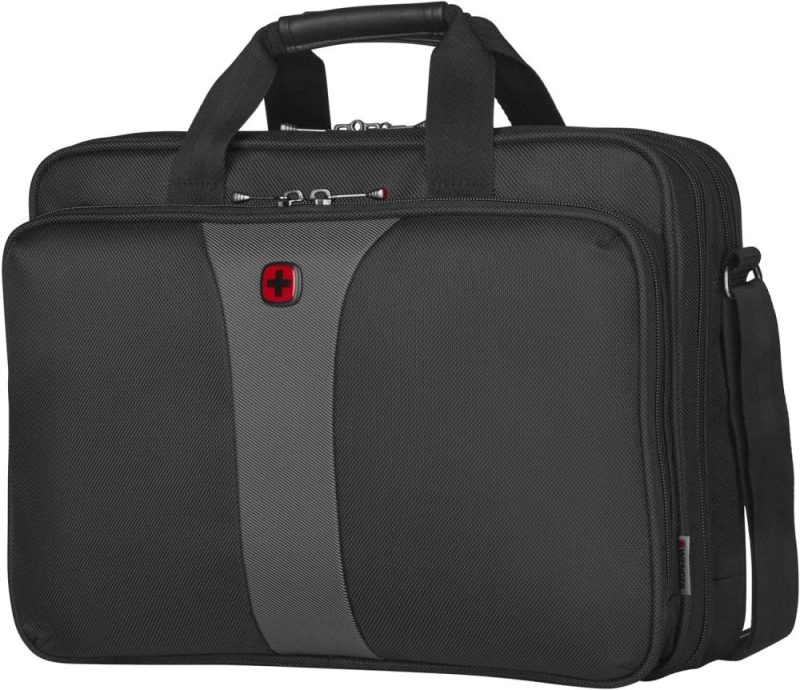 Laptop Messenger & Shoulder Bags | Wenger Wa-7652-14F00 Legacy 16" Double Gusset Laptop Case, Black/Gray Laptop Bags Laptop Messenger & Shoulder Bags