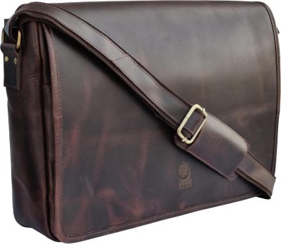 Laptop Messenger & Shoulder Bags | Leather Messenger Bag For Men 16" Full Grain Leather Laptop Bag Vintage Crossbody Office Satchel Travel Shoulder Bag Laptop Bags Dark Brown