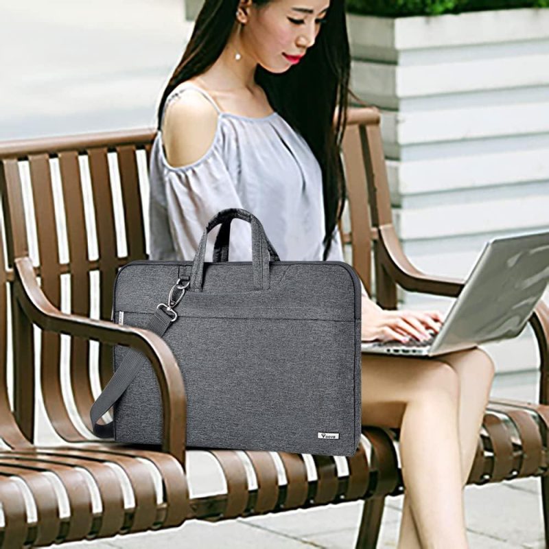 Laptop Messenger & Shoulder Bags | Laptop Bag 17 17.3 Inch Water-Resistant Laptop Sleeve Case With Shoulder Straps & Handle, Computer Case Cover Slim Briefcase Compatible With 17-18" Hp Dell Asus Acer, Grey Laptop Bags Grey