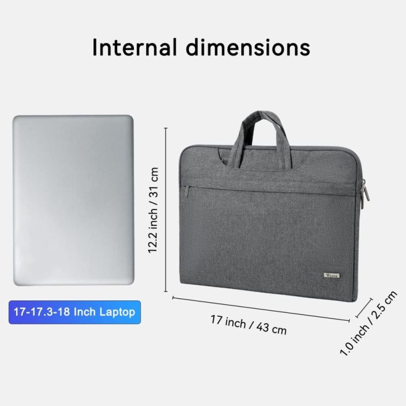 Laptop Messenger & Shoulder Bags | Laptop Bag 17 17.3 Inch Water-Resistant Laptop Sleeve Case With Shoulder Straps & Handle, Computer Case Cover Slim Briefcase Compatible With 17-18" Hp Dell Asus Acer, Grey Laptop Bags Grey