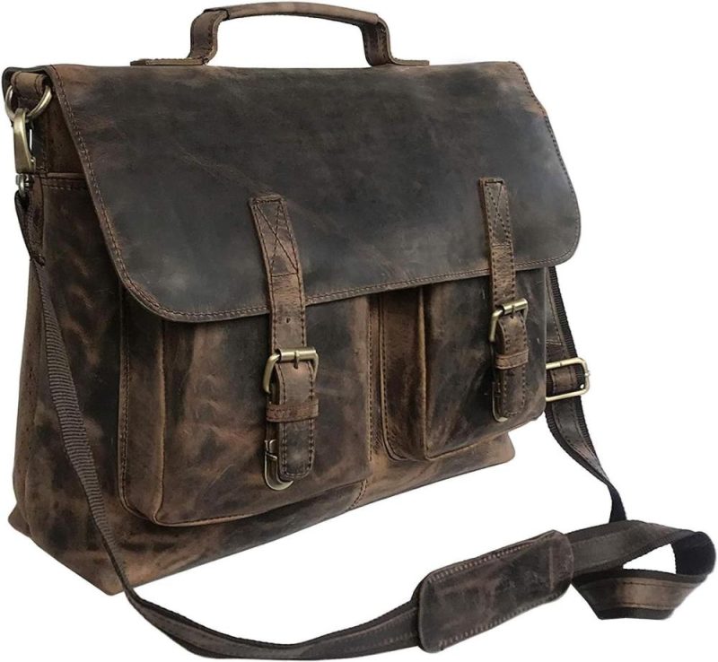 Laptop Messenger & Shoulder Bags | 18" Inch Retro Buffalo Hunter Leather Laptop Messenger Bag Office Briefcase College Bag Leather Bag For Men And Women (18" Brown) Laptop Bags Laptop Messenger & Shoulder Bags