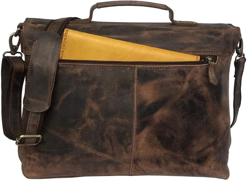 Laptop Messenger & Shoulder Bags | 18" Inch Retro Buffalo Hunter Leather Laptop Messenger Bag Office Briefcase College Bag Leather Bag For Men And Women (18" Brown) Laptop Bags Laptop Messenger & Shoulder Bags