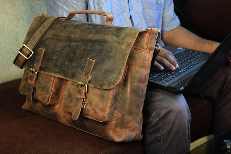 Laptop Messenger & Shoulder Bags | 18" Inch Retro Buffalo Hunter Leather Laptop Messenger Bag Office Briefcase College Bag Leather Bag For Men And Women (18" Brown) Laptop Bags Laptop Messenger & Shoulder Bags