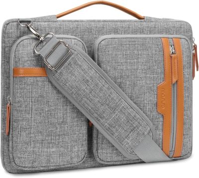 Laptop Messenger & Shoulder Bags | 360 Protective Laptop Bag, 15.6 Inch Computer Bag Compatible With Macbook Pro 16, Hp, Dell, Asus Notebook, Side Open Messenger Bag With 2 Rectangle Zipper Pockets & Extendable Handle, Gray Laptop Bags Gray