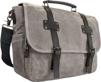 Laptop Messenger & Shoulder Bags | Canvas Messenger Bag For Men, Laptop Case, Satchel | Office Professionals, Travel | Waxed Canvas, Genuine Leather, Smoked Metal Hardware | Trolley Sleeve Laptop Bags Laptop Messenger & Shoulder Bags