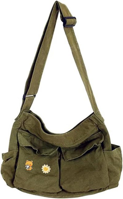 Laptop Messenger & Shoulder Bags | Canvas Messenger Bag Large Hobo Crossbody Bags With Multiple Pockets,School Vintage Shoulder Laptop Bag For Women And Men Laptop Bags Army Green