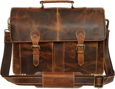 Laptop Messenger & Shoulder Bags | Handmade Leather Shoulder Briefcase Messenger Bag Mens 16 Inch Laptop Satchel Laptop Bags Brown